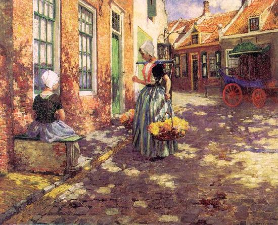 George Hitchcock Dutch Flower Girls Germany oil painting art